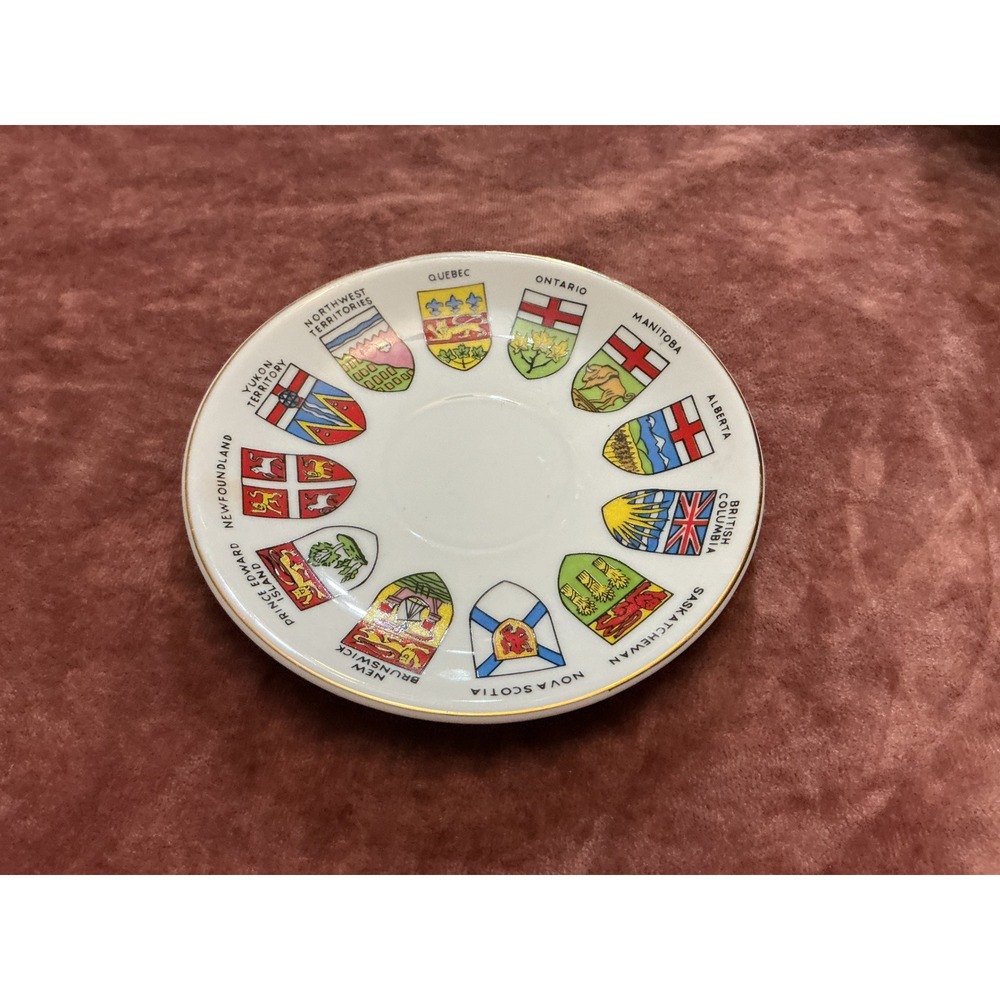 Vintage Quality Goods Canada Provinces Crests Souvenir Saucer Plate 4.75in - Picture 8 of 8